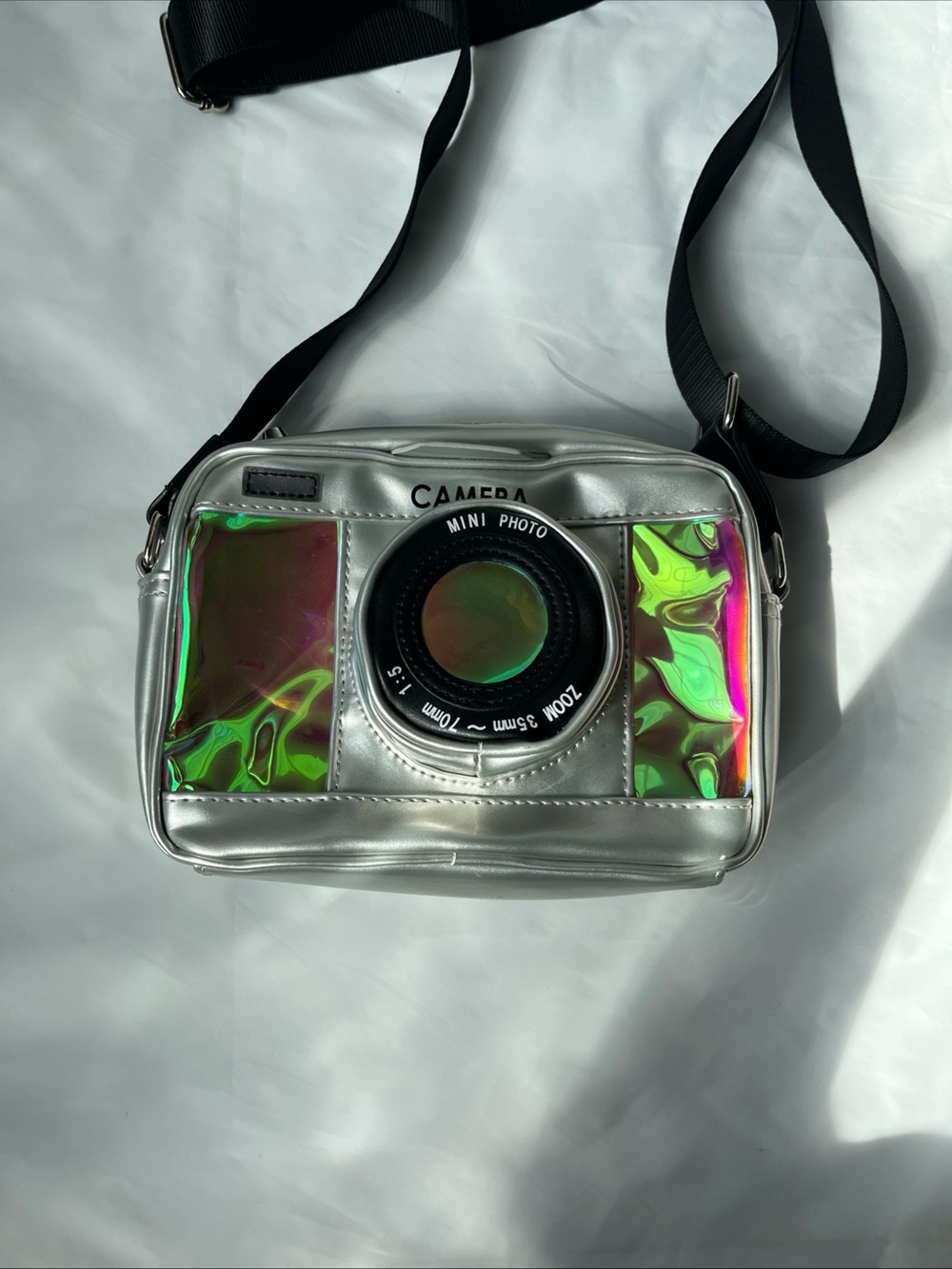 Silver Holographic Camera Crossbody Bag - Wego Japanese brand